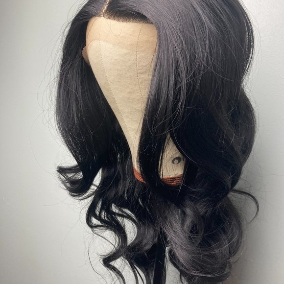 Long Black Wavy Lace Front Wig - Picture 5 of 7